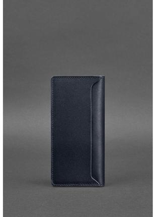 Стильное портмоне из натуральной кожи качественный кошелек портмоне кожаное портмоне-купюрник темно-синее4 фото