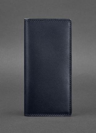 Стильное портмоне из натуральной кожи качественный кошелек портмоне кожаное портмоне-купюрник темно-синее5 фото