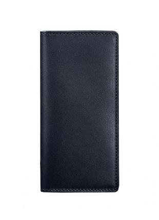 Стильное портмоне из натуральной кожи качественный кошелек портмоне кожаное портмоне-купюрник темно-синее6 фото