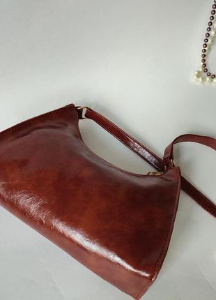 Класична сумочка багет (світло-коричнева)10 фото