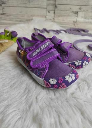 Детские тапочки super gear мокасины текстильные на липучке фиолетовые размер 266 фото