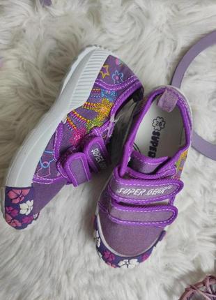Детские тапочки super gear мокасины текстильные на липучке фиолетовые размер 262 фото