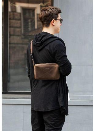 Кожаная поясная сумка dropbag maxi темно-коричневая современная поясная сумка красивая кожаная сумка на пояс9 фото
