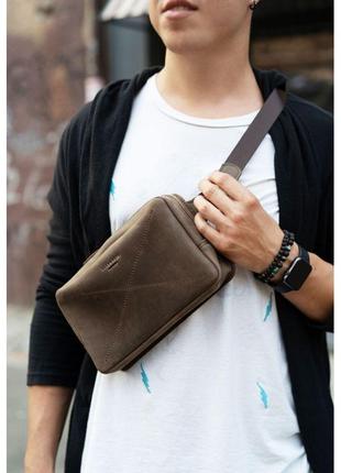 Кожаная поясная сумка dropbag maxi темно-коричневая современная поясная сумка красивая кожаная сумка на пояс