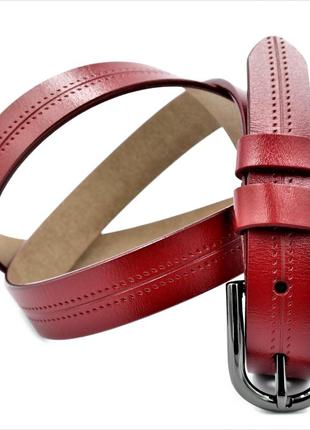 Кожаный ремень красный с классической пряжкой оригинальный ремень из натуральной кожи для женщин