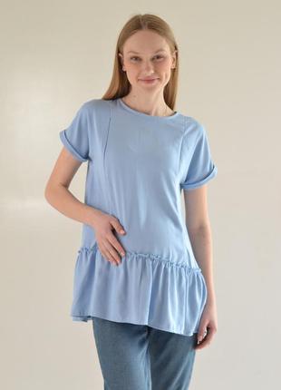 Блуза для вагітних margaret блакитна туніка для вагітних