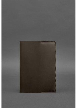 Кожаная обложка для блокнота 6.0 (софт-бук) темно-коричневая универсальная кожаная обложка под блокнот