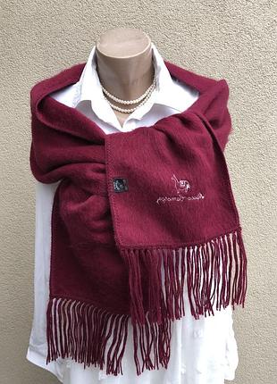 Ексклюзив,шарф альпака100%,теплий палантин,марсала,бордо,