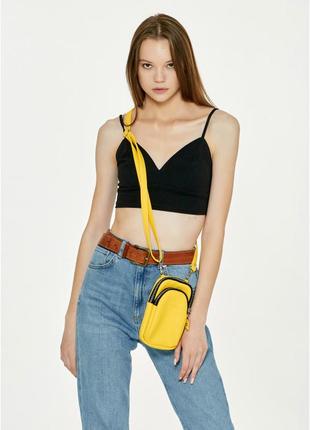 Маленькая женская сумка sambag modena  0gs цвет желтый молодежная сумка бананка-кроссбоди для девушек