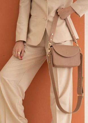 Стильна жіноча сумка на плече красива жіноча сумка преміум класу жіноча шкіряна сумка molly бежева4 фото