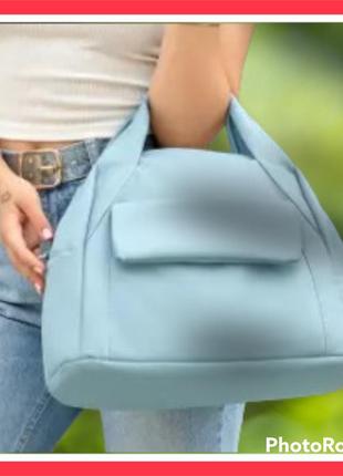 Cпортивная cумка sambag голубая вместительная сумка для спортзала из кожзама дорожняя молодежная сумка