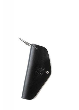 Кожаная ключница черная качественная ключница ручной работы компактный чехол для ключей1 фото