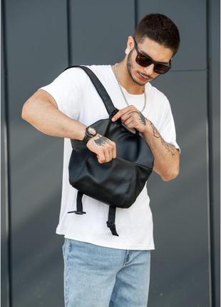 Мужская сумка бананка через плечо сумка на пояс для парня sambag черная с эко кожи среднего размера5 фото