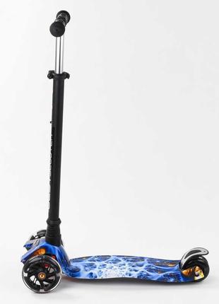 Дитячий триколісний самокат, стильний дизайн і світні колеса від 3 років синій яскравий самокат3 фото