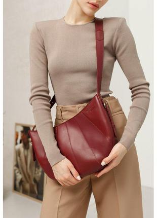 Кожаная женская сумка круассан krast бордовая оригинальная женская сумка круассан премиум класса ручной работы