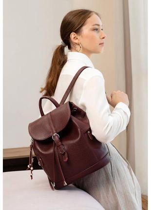 Шкіряний жіночий рюкзак колір марсала стильний городсой рюкзак для жінок-жіночий рюкзак з натуральної шкіри