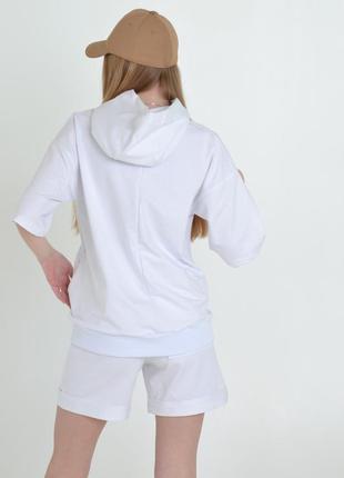 Белый летний комплект футболки и шорты для беременных и кормящих 42-56рр.3 фото