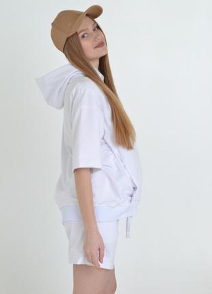 Белый летний комплект футболки и шорты для беременных и кормящих 42-56рр.4 фото