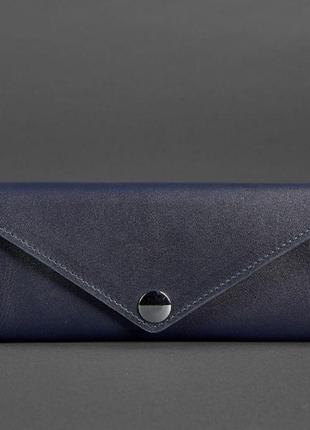 Красивый женский кошелек премиум класса женский кожаный кошелек темно-синий удобный женский кошелек из кожи5 фото