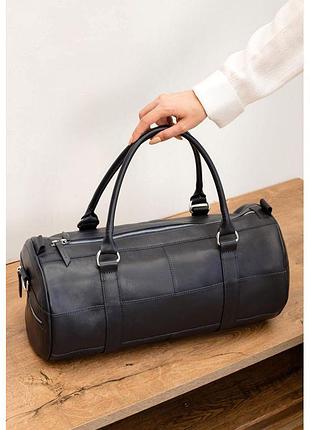 Шкіряна чоловіча сумка harper темно-синя чоловіча стильна сумка з натуральної шкіри сумка-бочонок чоловіча
