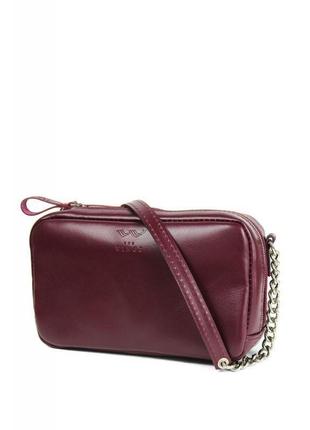 Кожаная сумка faith бордовая оригинальная женская сумочка кроссбоди красивая кожаная сумка с шлейкой-цепочкой