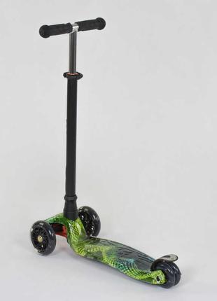 Самокат триколісний дитячий компактний складаний самокат з алюмінієвим кермом, 3 широкі колеса pu зі світлом4 фото