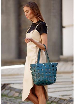 Стильна жіноча сумка - пазл преміум класу шкіряні плетені жіноча сумка пазл l зелена krast6 фото