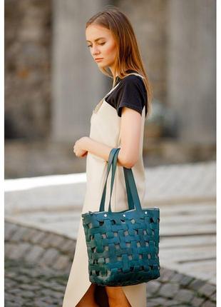 Стильна жіноча сумка - пазл преміум класу шкіряні плетені жіноча сумка пазл l зелена krast1 фото