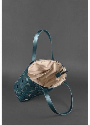 Стильна жіноча сумка - пазл преміум класу шкіряні плетені жіноча сумка пазл l зелена krast5 фото