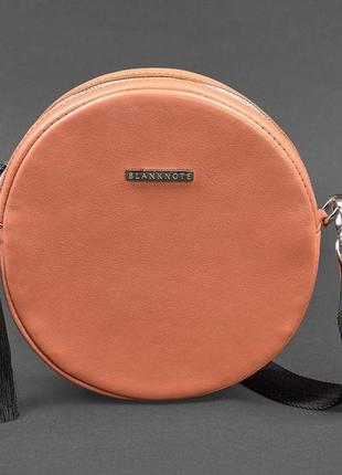 Круглая кожаная женская сумочка tablet коралловая стильная женская сумка-круг через плечо из натуральной кожи5 фото