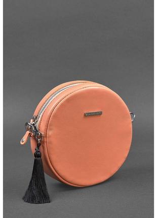 Круглая кожаная женская сумочка tablet коралловая стильная женская сумка-круг через плечо из натуральной кожи2 фото