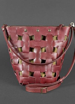 Элегантная женская сумка пазл из кожаных полосок кожаная плетеная женская сумка пазл m бордовая krast5 фото