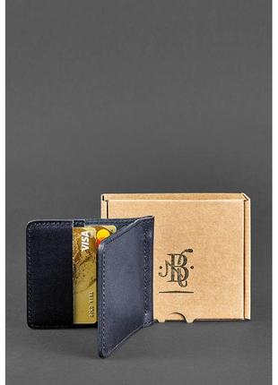 Чоловіче шкіряне портмоне синє якісний затиск для грошей з натуральної шкіри красивий чоловічий гаманець4 фото