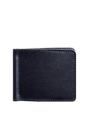 Чоловіче шкіряне портмоне синє якісний затиск для грошей з натуральної шкіри красивий чоловічий гаманець6 фото