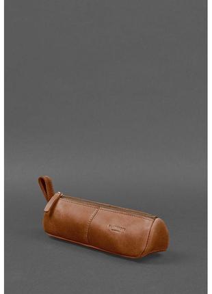 Кожаный пенал-несессер для мужчин и женщин стильный кожаный футляр для очков коричневый красивый несессер3 фото