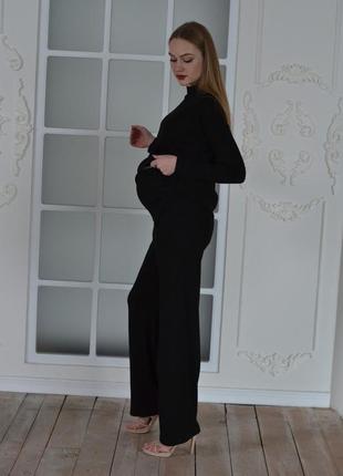 Современный черный удобный нарядный костюм для беременных из ангоры брюки палаццо 42-56рр3 фото