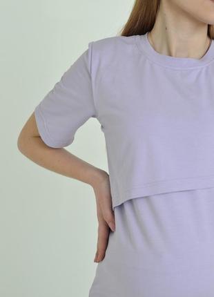 Лавандовая современная футболка для беременных и кормящих 42-56рр.1 фото