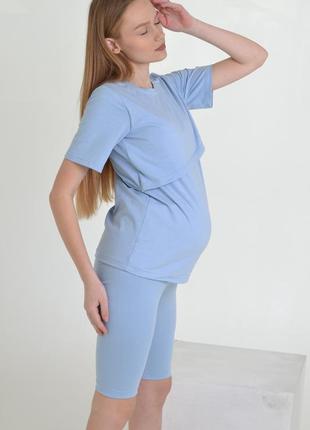 Блакитна сучасна футболка для вагітних і годуючих 42-56рр.3 фото