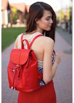 Яскравий жіночий рюкзак люкс класу красивий жіночий шкіряний рюкзак шкіряний жіночий рюкзак олсен колір червоний