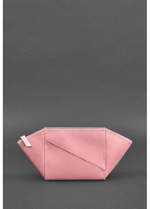 Жіноча рожева шкіряна сумочка стильна жіноча косметичка на блискавці красива жіноча косметичка шкіряна4 фото