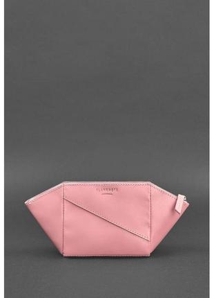 Жіноча рожева шкіряна сумочка стильна жіноча косметичка на блискавці красива жіноча косметичка шкіряна1 фото