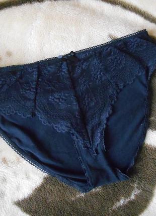 12/l р. черные коттоновые+ кружево трусики debenhams