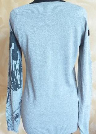 Desigual светр пуловер жіночий сіре срібло з малюнком4 фото