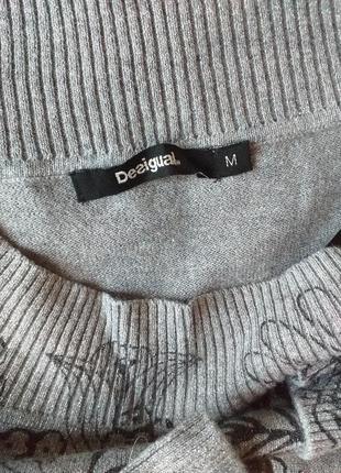 Desigual светр пуловер жіночий сіре срібло з малюнком8 фото