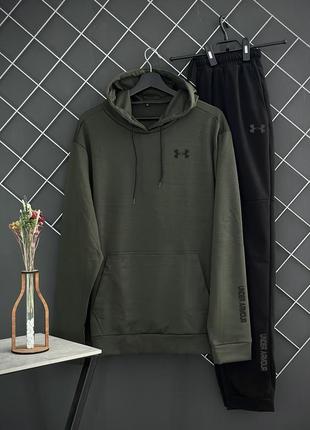 Мужской демисезонный спортивный костюм с худи under armour цвета хаки / костюм на весну, осень андер армор1 фото