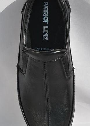 Размер 39 - стелька 26 сантиметров  туфли мокасины patriot кожаные, на подошве из пены, черные, полноразмерные8 фото