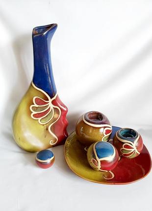 Vintage art studio pottery ваза тарелка подсвечника