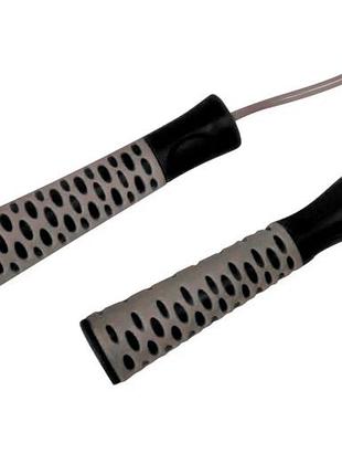Скакалка powerplay 4206 jump rope pro+ сіро-чорна (2,75m.)