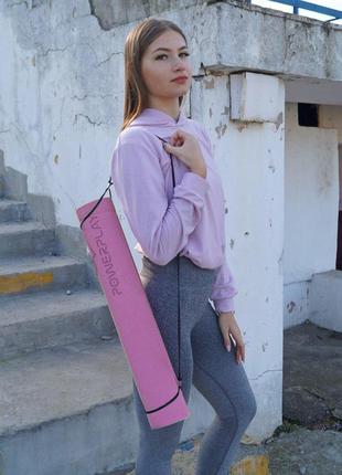 Килимок для йоги та фітнесу powerplay 4010 pvc yoga mat рожевий (173x61x0.6)