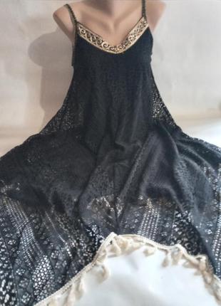 Сукня плаття сарафан міді на бретелях ажурне асимметрія асиметрія